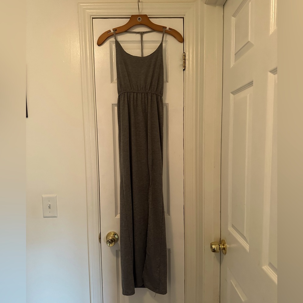 💜Grey Braided Strap Maxi Dress -M